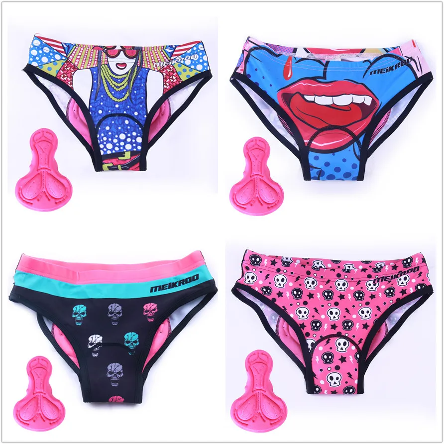 

Printting Cycling Underwear with silicone insole Briefs Women's Bicycle Bike Triangle Underpants Comfortable Outdoor Clothing