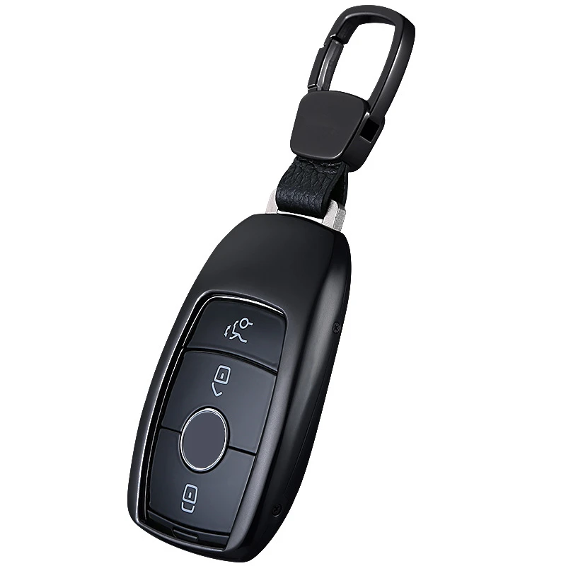 black Хромированная цепочка для ключей Mercedes Benz E Class W213, чехол Kkey, золотой, серебряный, розовый, серый, аксессуары для стайлинга автомобилей - Название цвета: black