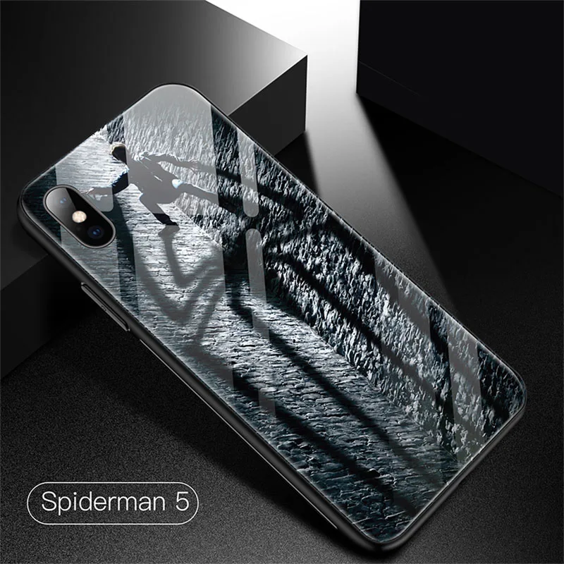 Spiderman 5 Чехол из закаленного стекла для телефона Marvel с человеком-пауком для iPhone 11 Pro Max XSmax XR XS X 8 7 6s 6 Plus, роскошный защитный чехол - Цвет: Spiderman 5