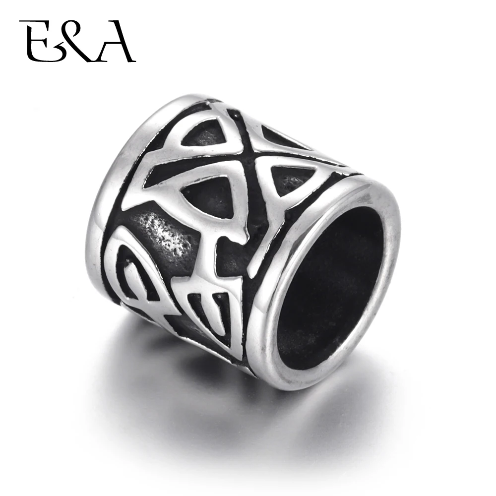 

Stainless Steel Viking Beads Large Hole Blacken Cylinder Slider Spacer Fit 8mm Leather Bracelet Jewelry Making DIY Bead Supplies