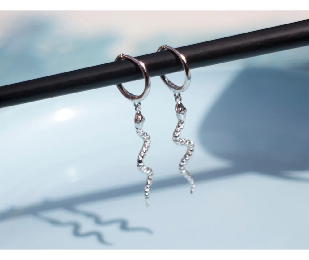 Серьги из стерлингового серебра 925 пробы, модные, персональные, змеиные, животные, кольцо для ушей, серьги-капли, трендовые, дикие, женские, серебряные, ювелирные изделия для ушей