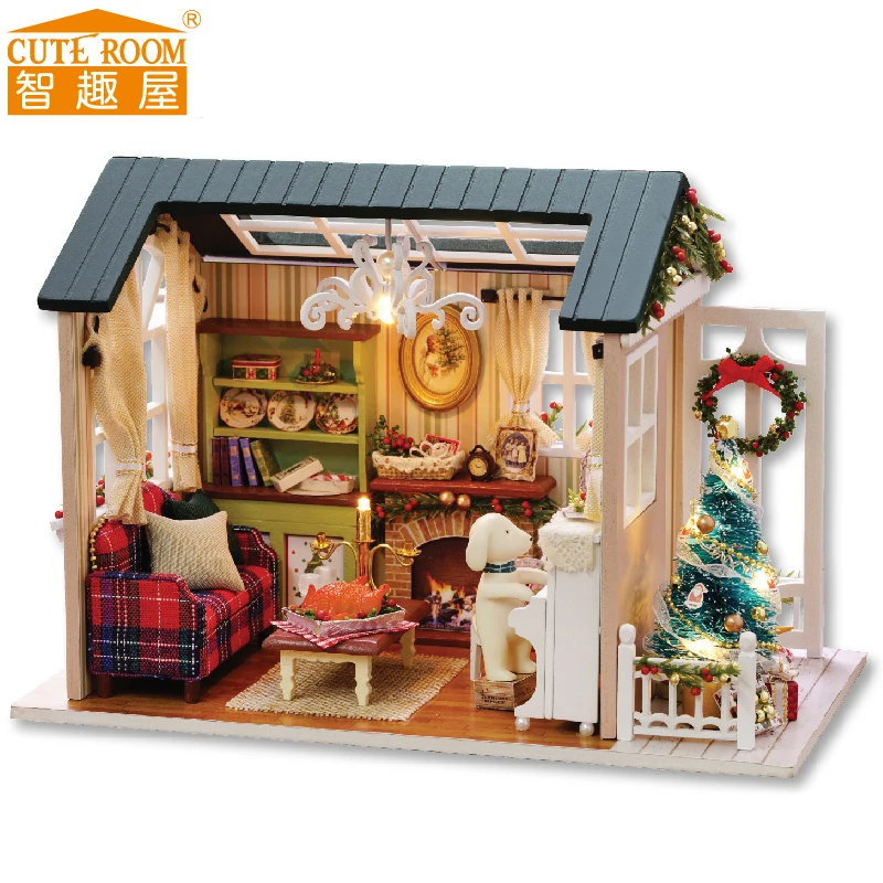 

CUTE ROOM DIY Wooden House Miniaturas with Furniture DIY Miniature House Dollhouse Toys for Children Christmas and Birthday Z09