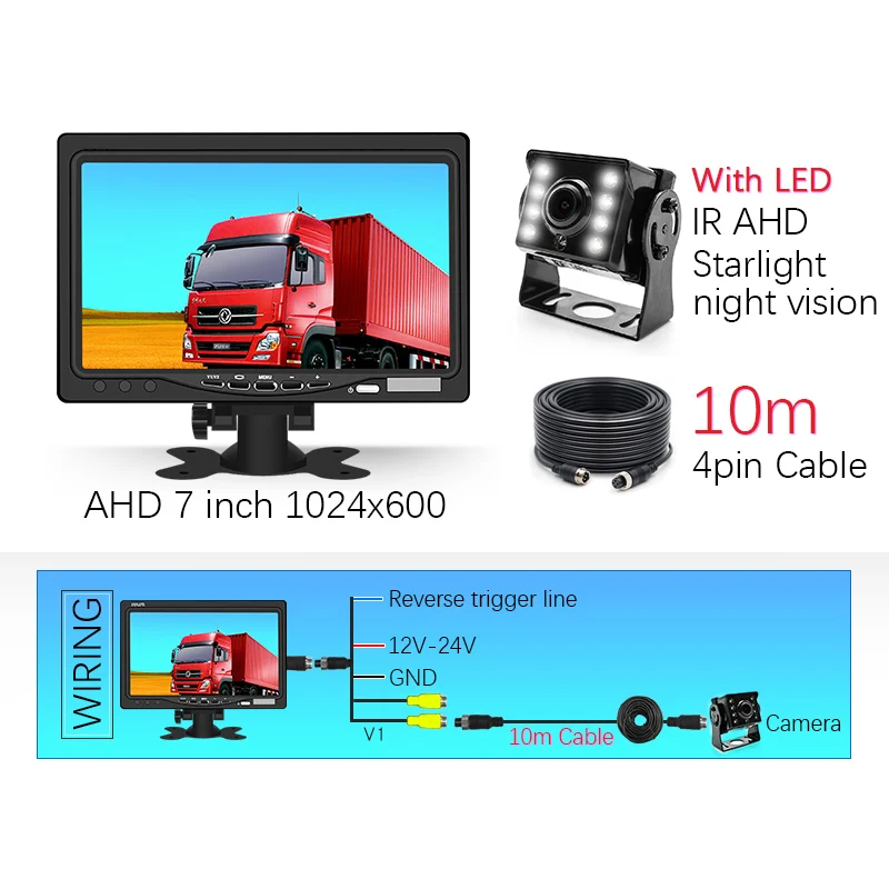 LED IR Camera-10m GreenYi AHD 1280*960 Высокая четкость камера заднего вида для грузовика Starlight ночное видение " автомобильный задний монитор для автобуса автомобиля - Цвет: LED IR Camera-10m