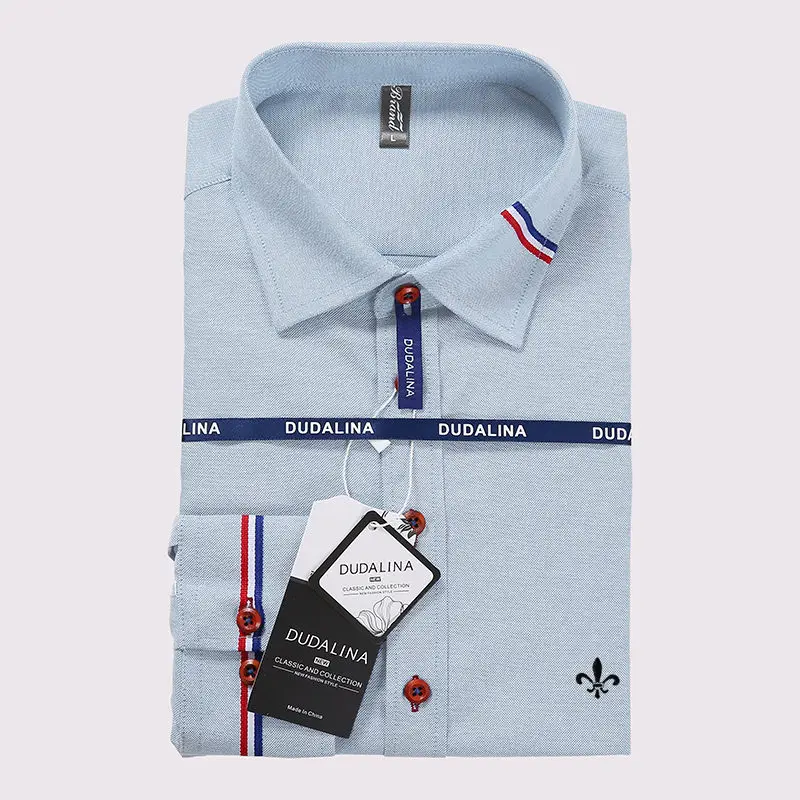 DCZ5625-SKY BLUE Oxford блуза Dudalina Camisa Social Masculina коктейльные платья с длинным рукавом облегающие джинсы больших размеров для мужчин - Color: DCZ5625-SKY BLUE