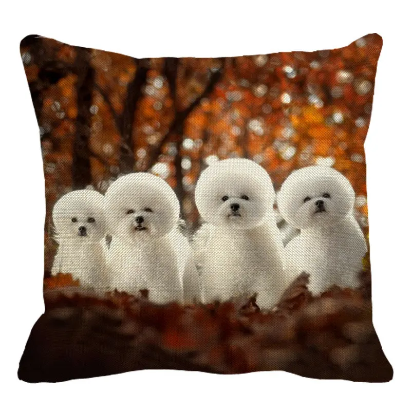 Xunyu милое животное Чехлы Bichon Frise Подушка Чехол для подушки из льна Диван-Кровать Декоративные диванные подушки Чехол размером 45*45 см C0013 - Цвет: 3
