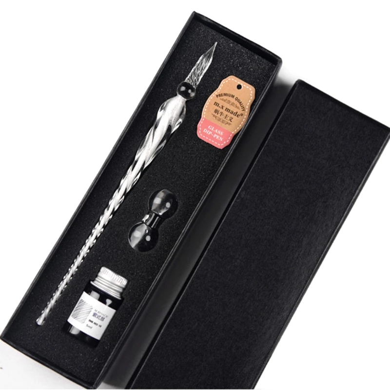 Хрустальное стекло Dip Pen Set Non-carbon Ink Fountain Signature Writing канцелярские инструменты Kawaii