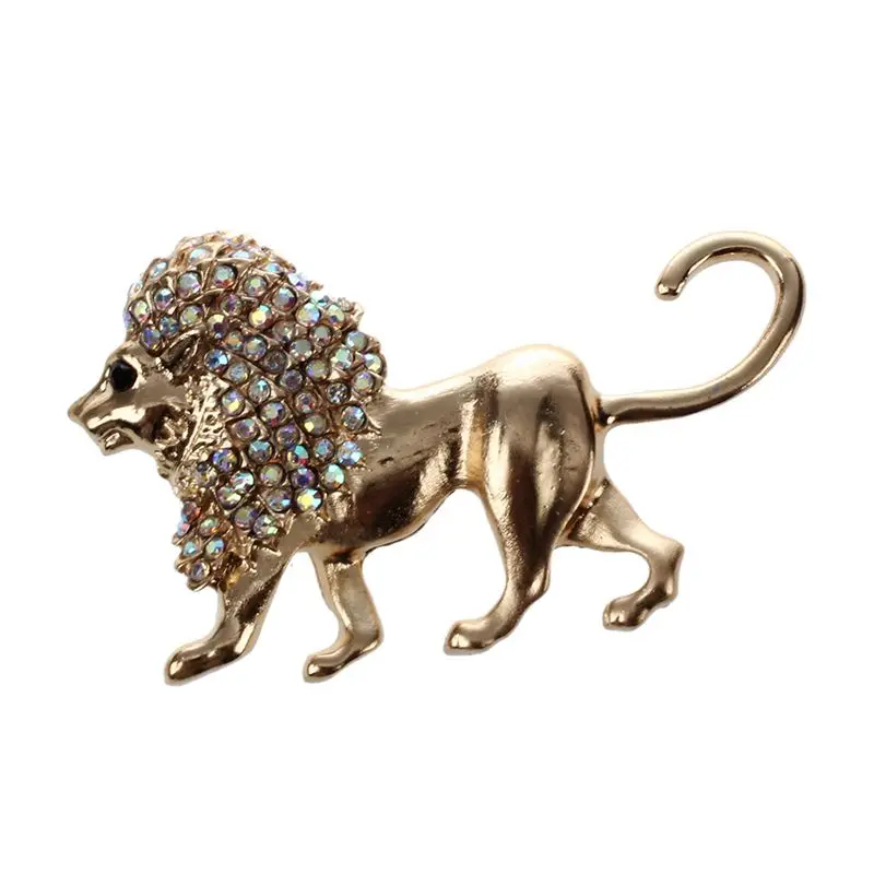 Винтажная Женская/Мужская брошь с кристаллом львом|Броши| |