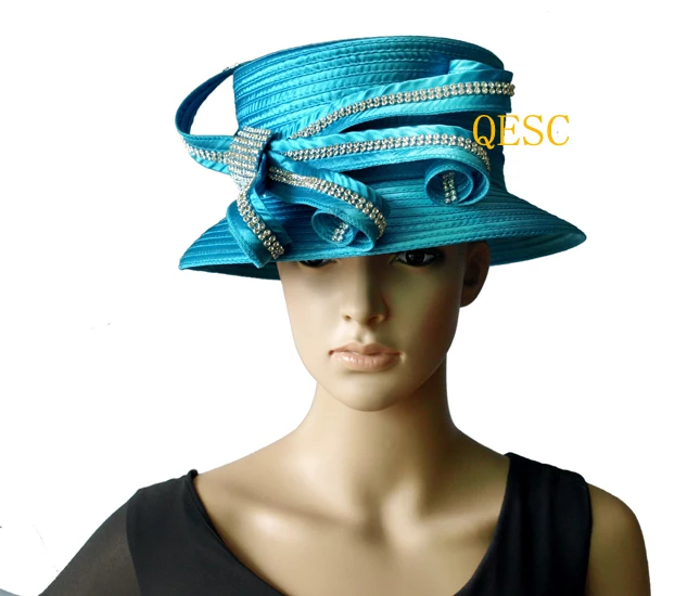 Оптовая продажа элегантная женская шляпа с ремешком Стразы для официального