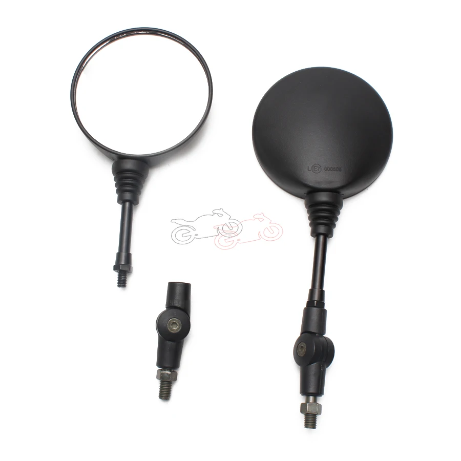 1 пара мотоциклетные черные ретро круглые стальные + пластиковые боковые зеркала