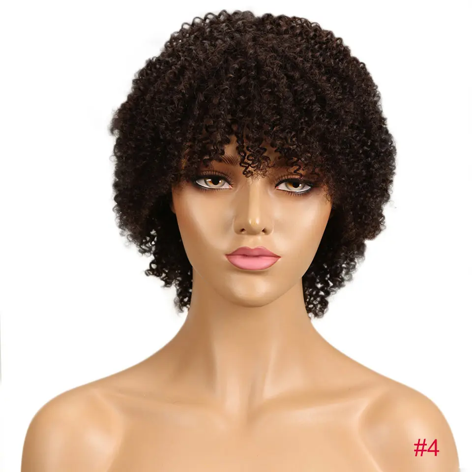 WH KINKY CURLY Парики Rebecca pixie, дешево, опт, короткие, афро кудрявые, кудрявые, парик, человеческие волосы, натуральные волосы, Боб, прямые парики для черных женщин - Цвет волос: WH KINKY CURLY