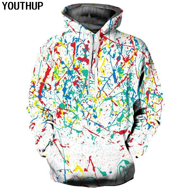 3d толстовки YOUTHUP 2020 мужские разноцветный принт граффити с капюшоном унисекс