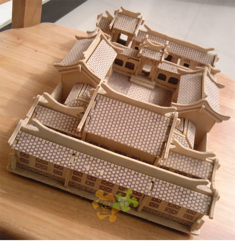 Деревянная 3D модель здания игрушка подарок головоломка ручная работа сборная
