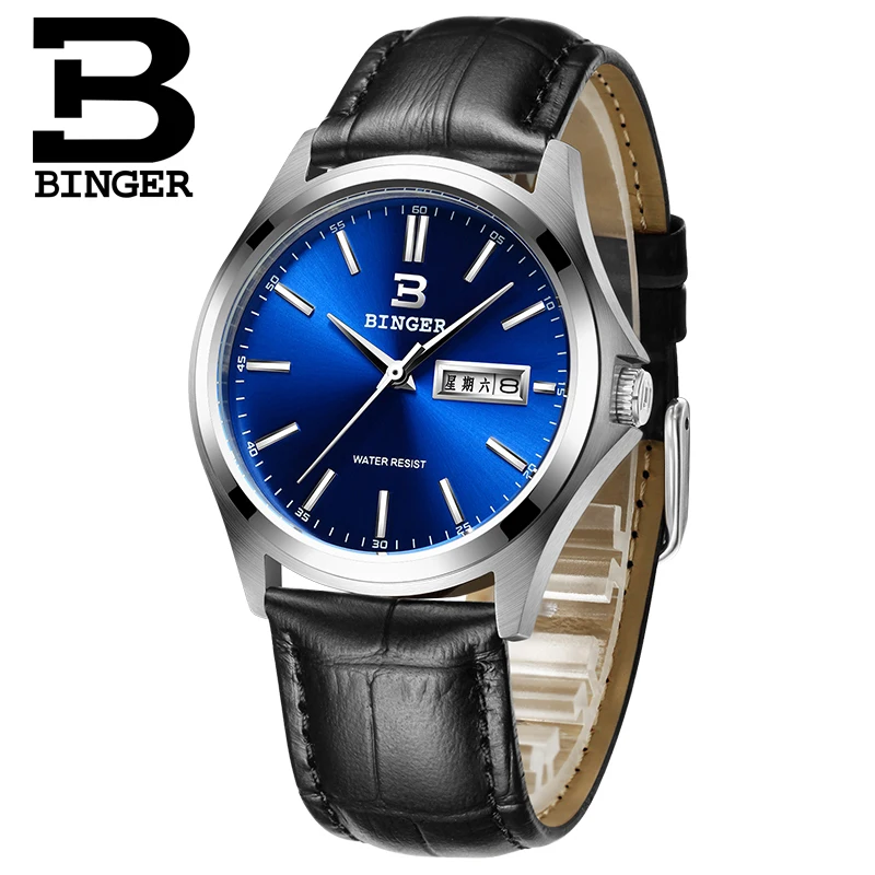 2018 Швейцария Роскошные мужские часы Бингер брендовые Кварцевые полностью