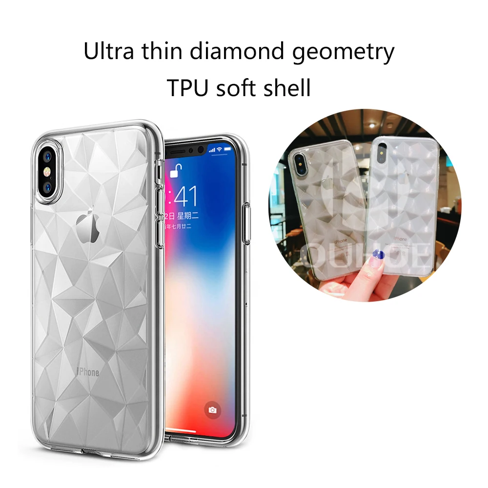 Роскошные геометрический 3D Diamond чехол для телефона прозрачный силиконовый ромб