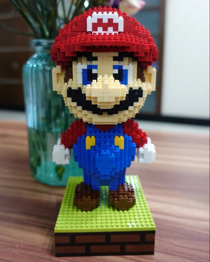 Классическая игра Super Mario Luigi Bowser Wario Yoshi огненный Monster DIY мини строительный алмаз