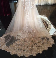in stock bridal veils sequins luxury cathedral veil appliques lace edge custom made long wedding veils sequins wraps