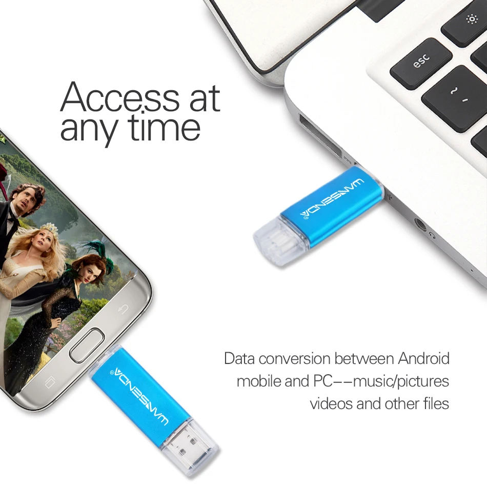 

WANSENDA USB Flash Drive 128GB High Speed USB 3.0 OTG Pen Drive 16GB 32GB 64GB 256GB Pendrive Dual Drive Micro USB Stick