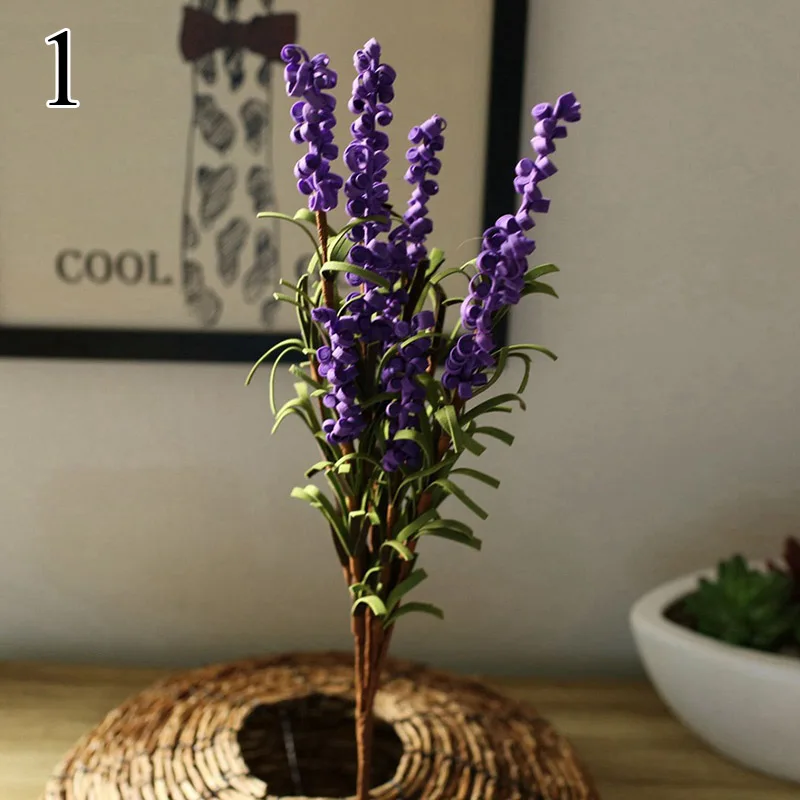 Dark Purple Украшение Романтический Прованс цветок лаванды шелк Искусственные цветы зерно декоративная Имитация водных растений 4058 - Цвет: Dark Purple