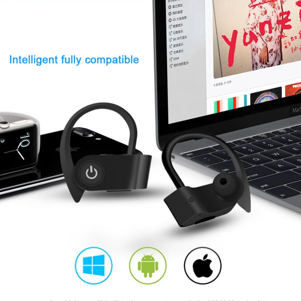 Bluetooth гарнитура Bluetooth 5,0 Беспроводные спортивные наушники с микрофоном HD стерео наушники-вкладыши с защитой от пота