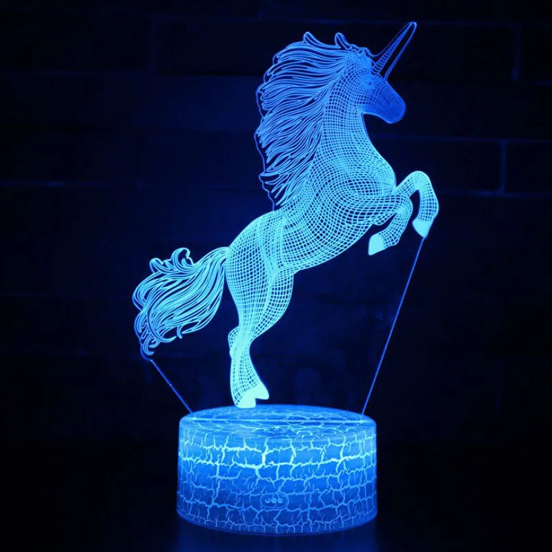 Светильник Единорог светодиодный ночник 7 цветов 3D лампа Батарея USB светодиодный светильник, Veilleuse Enfant декор для детской спальни игрушки сна свет - Испускаемый цвет: Unicorn Lamp 2