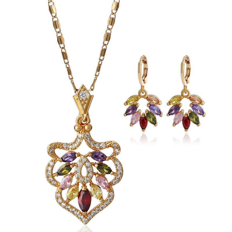 2017 Для женщин Свадебные Роскошный кулон/Серьги комплект ювелирных изделий