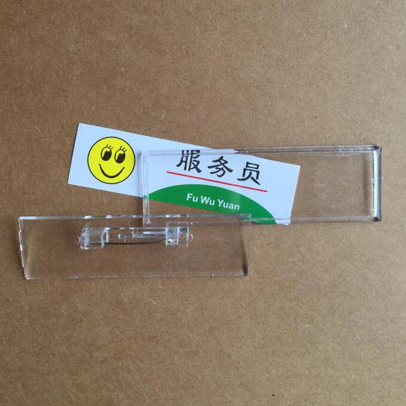 

High Quality 20pcs/lot Transparent Badges Holder With Pin New School Student Office Waiter Work Card Badges Holders Supplies