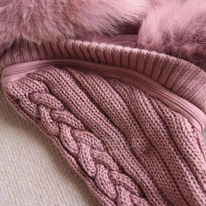 High-End Fashion Brand Ladies Warm Fur Coat 2019 New Winter Collar Knitted Long-Sleeved Rabbit Outwear CH291 | Женская одежда