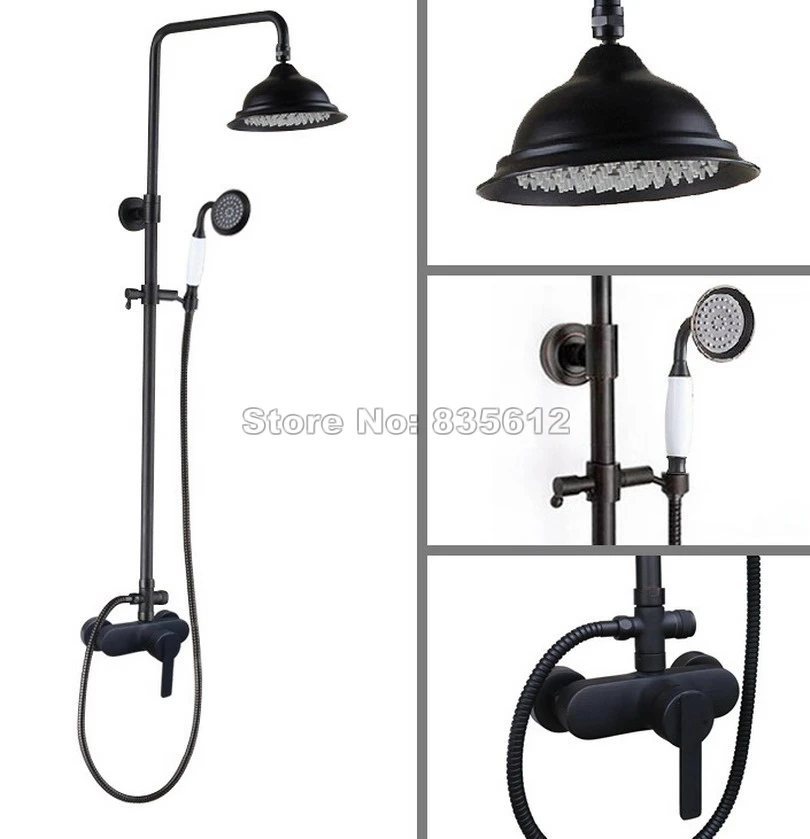 Настенный смеситель для ванной комнаты черный масляной бронзовой с двойным