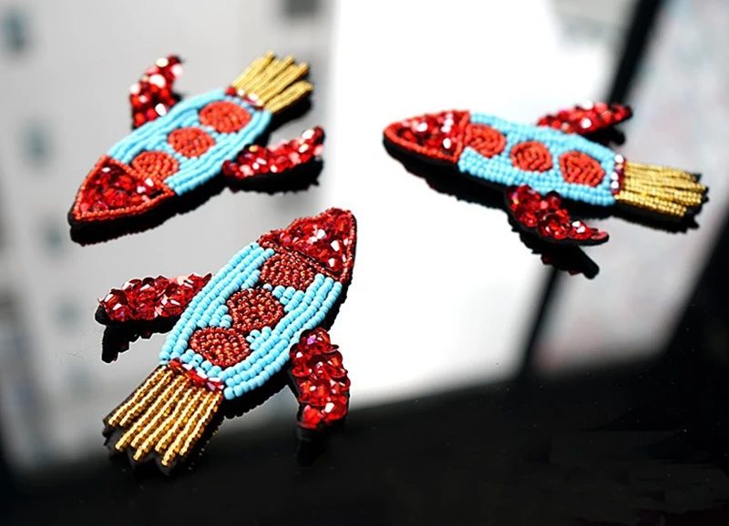 2017 Стразы ракета планета из бисера блестки Пришивные нашивки для одежды DIY