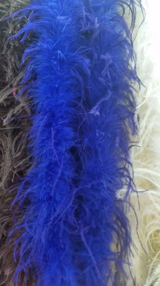 blue Перьев! 2 м 2 истории высокое качество натуральный страусиное перо питона украшения свадебные Страусиные боа - Цвет: blue