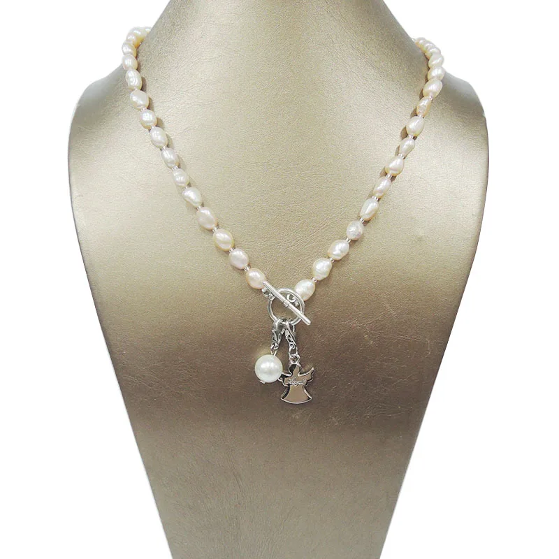 100% натуральное пресноводное жемчужное ожерелье длинный барочный жемчуг 7-9 мм.