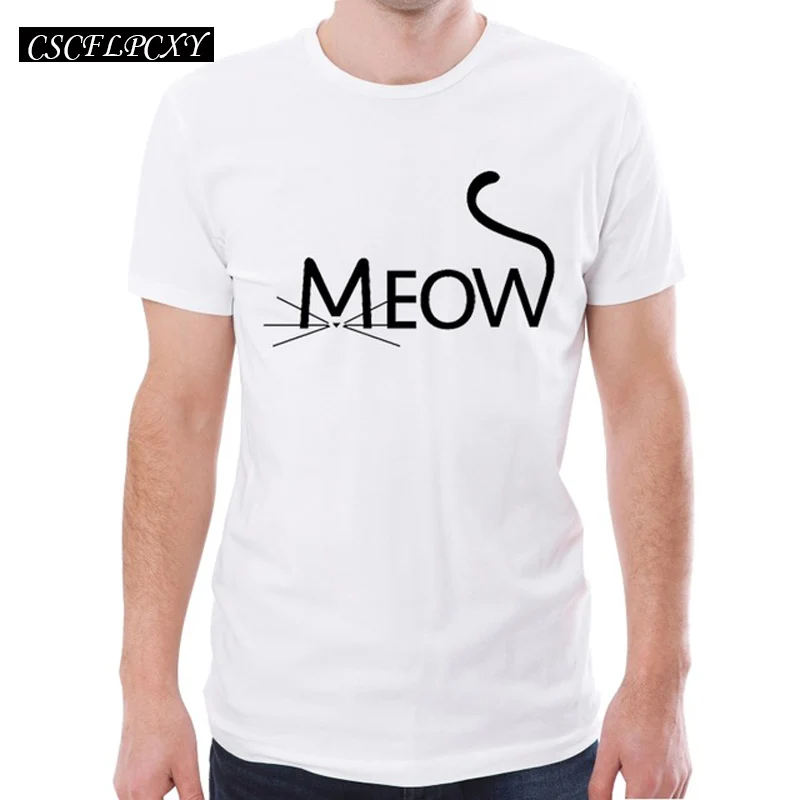 Мужская футболка Meow с коротким рукавом и принтом в виде кота|t shirt funny|shirt funnyt |
