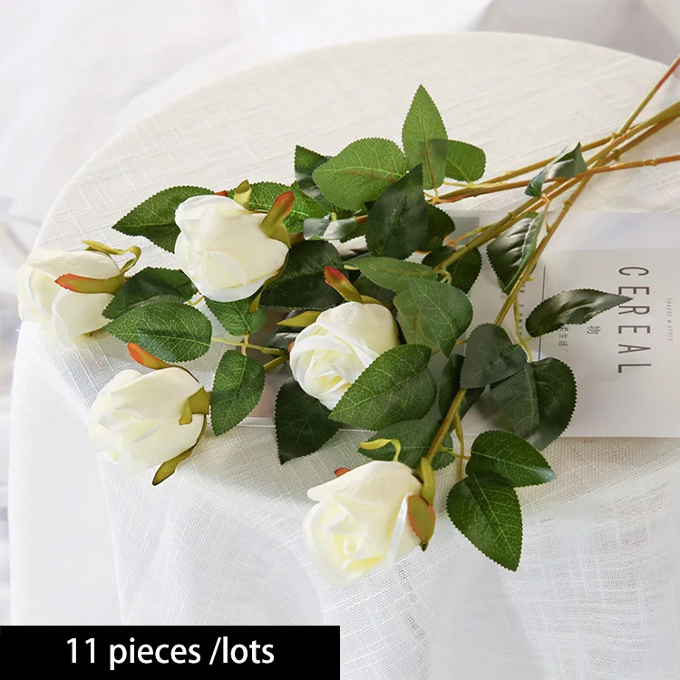 as picture color 11 шт./лот Свадебный букет из роз розы Искусственные цветы Белый Красный цвет шампанского фиолетовый розовый цветы для вечерние - Цвет: as picture color