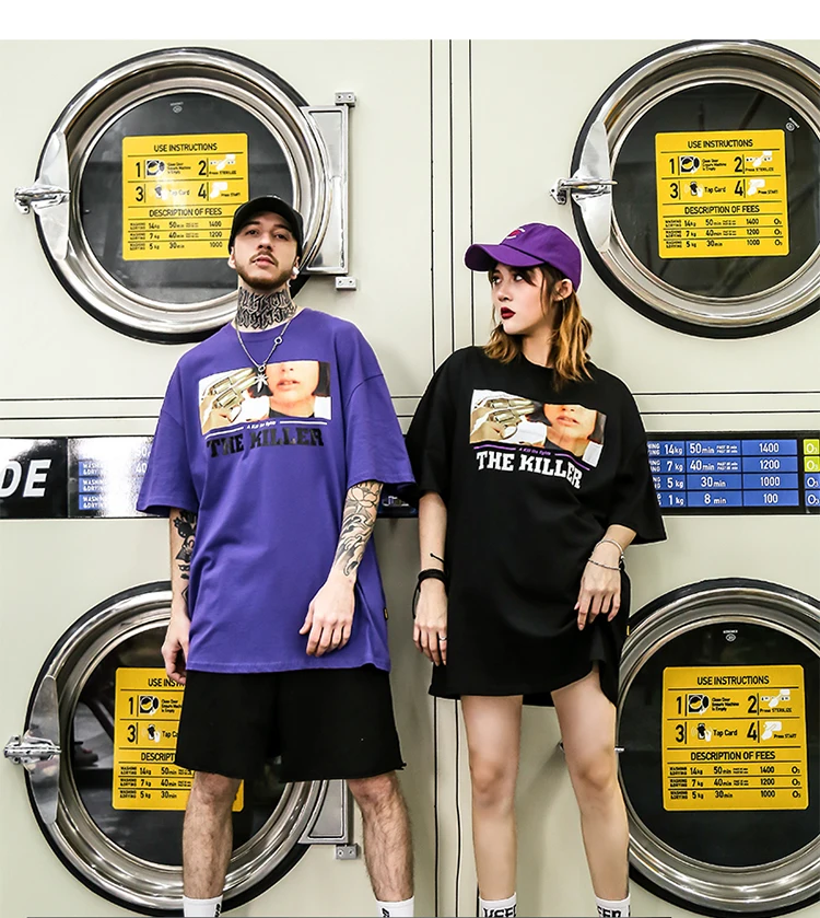 LAPPSTER уличная Harajuku футболка убийца Футболка с принтом корейский стиль короткий рукав пара Черный Забавный футболки