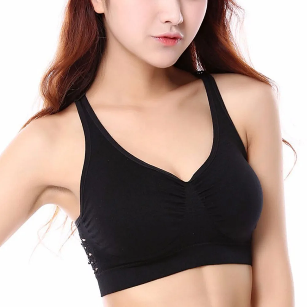Бесшовный пуш-ап бюстгальтер для женщин 2017 летний полый укороченный топ занятий
