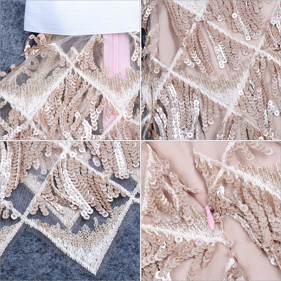 Miss воды 2018 Новое Женское платье Бандажное с блестками черное хаки o-образным