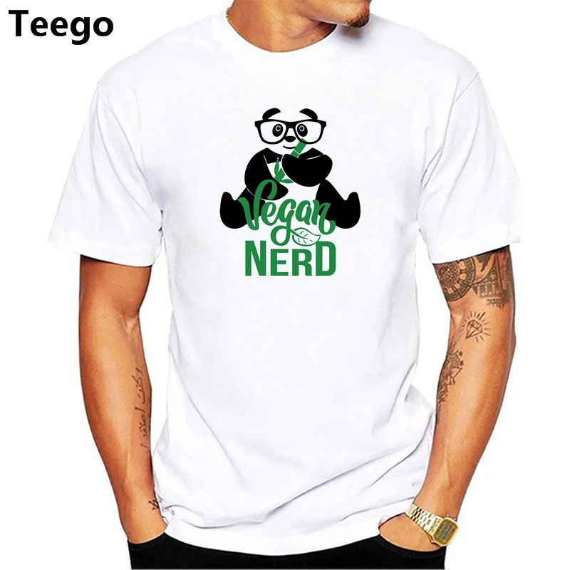 Летние милые Vegan Panda футболка мужчин Kawaii вегетарианство печатных Футболки Мягкий