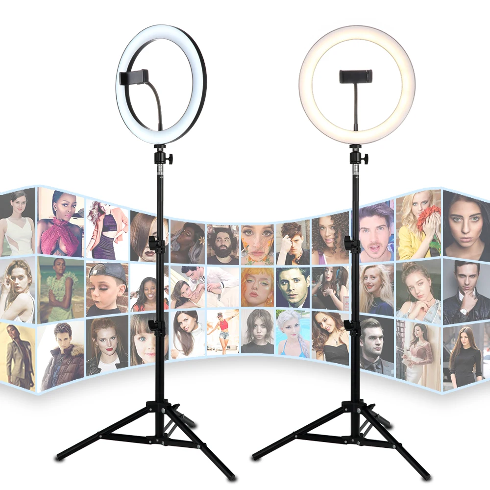 Tycipy 26 см светодиодный кольцевой светильник 24 Вт фотостудия светильник для фотосъемки с регулируемой яркостью видео для iPhone со штативом селфи палка и держатель для телефона