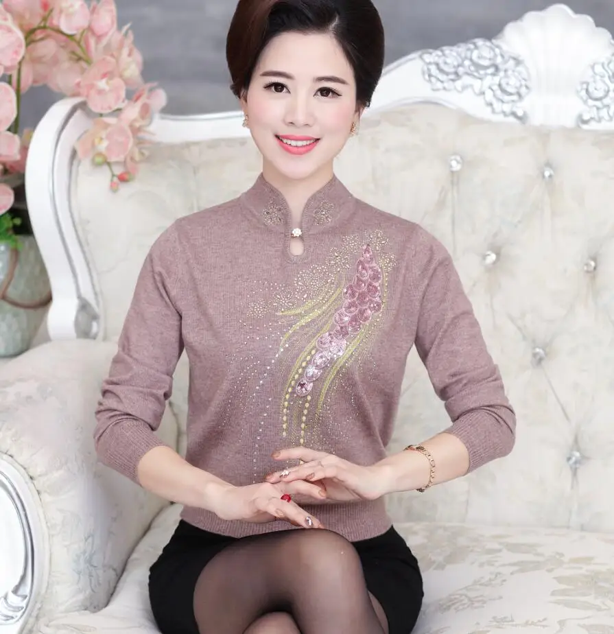 Свитер женский кашемировый осенне-зимний с воротником Мандарин | Женская одежда