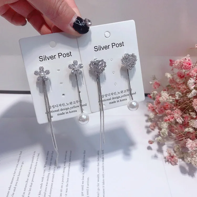 Лук цветочное сердце star pearl Цирконий кисточкой серьги серебро 925 Сообщение