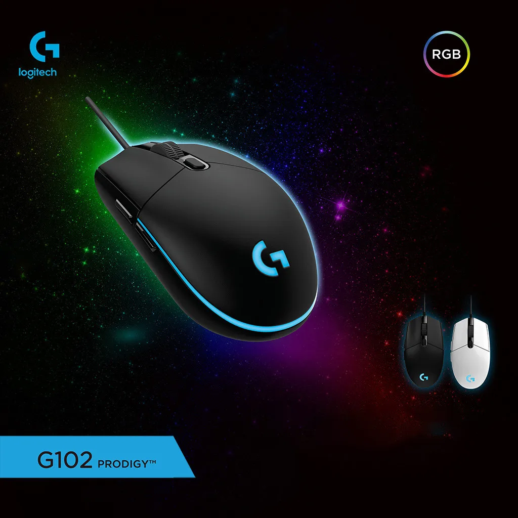 Оригинальная мышь logitech G102, геймер, USB Проводная игровая RGB мышь, 8000 dpi, программируемые портативные мыши, Souris Gamer, 19Jul09