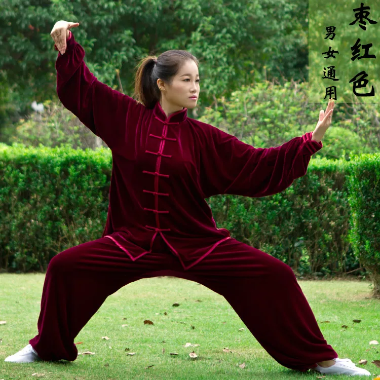 2019 Women Men Thick Warm Kungfu Suit Top Shirt Pants Martial Art Clothing Tai Chi Practice Coral Velvet Winter New | Тематическая