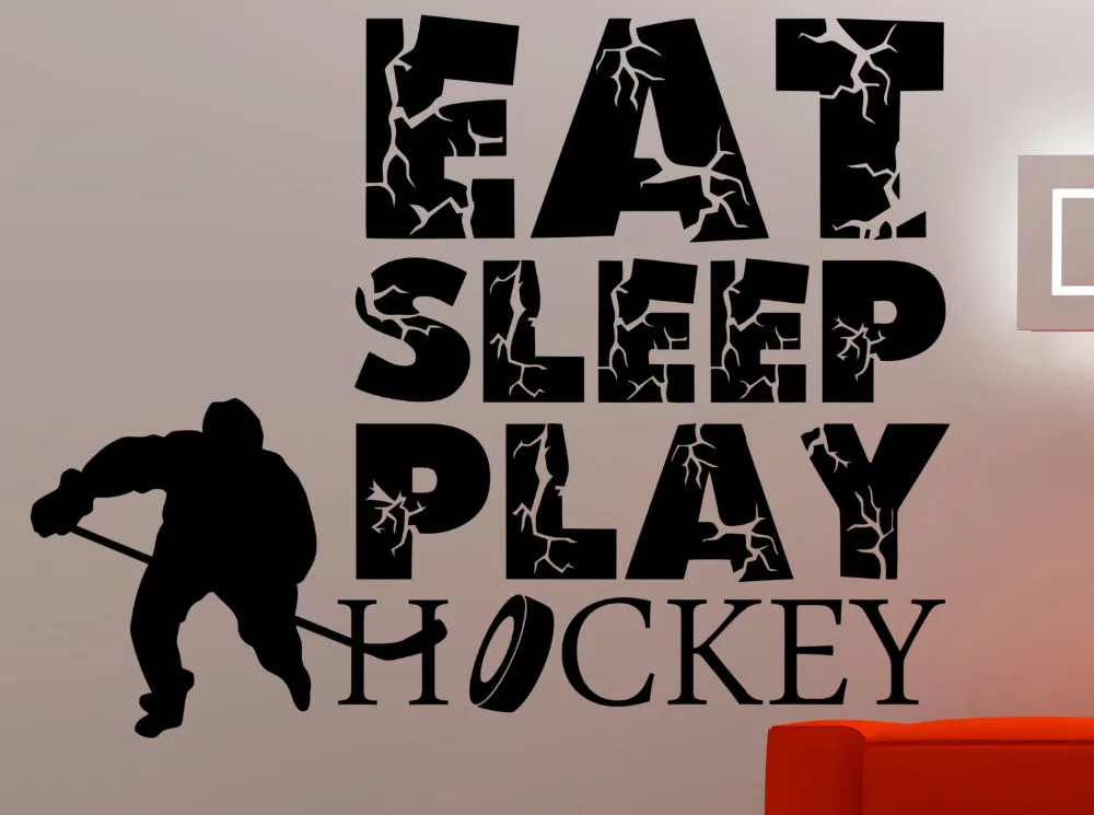 Eat Sleep Play Хоккей Наклейки на стены спортивные наклейки для декора дома Гостиная