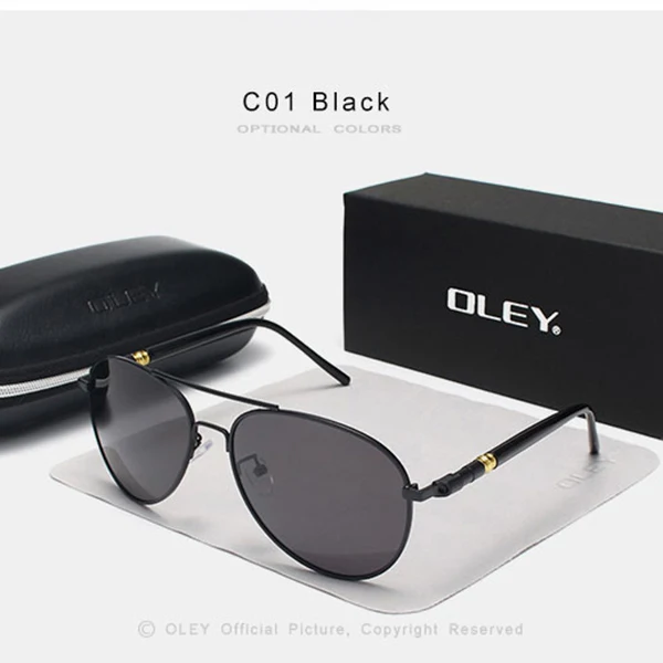 Y1209 C1BOX OLEY, брендовые, классические, поляризационные солнцезащитные очки для пилота, модные, Ретро стиль, мужские, бизнес очки, пляжные, с защитой от ультрафиолета, унисекс, очки Y1209 - Цвет линз: Y1209 C1BOX