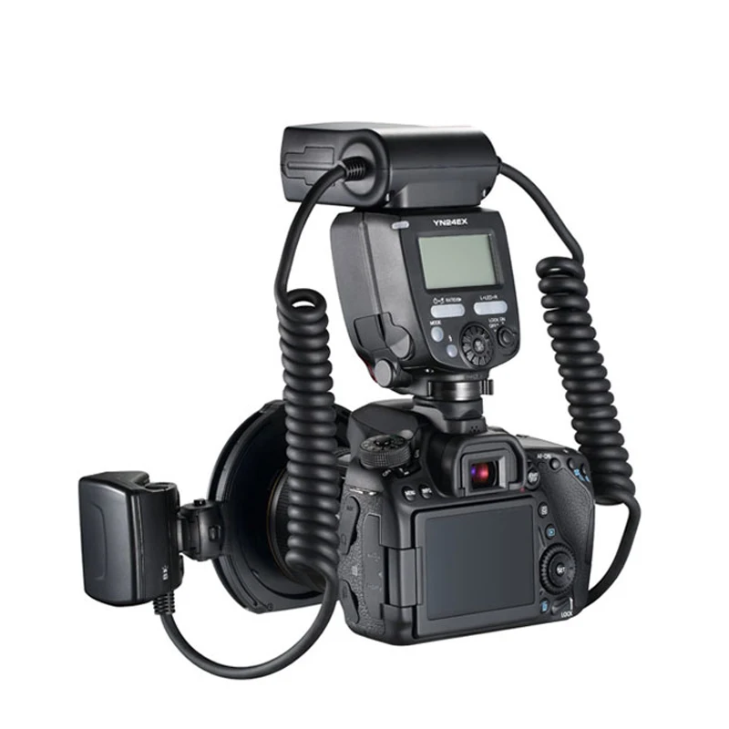 Yongnuo YN24EX E-TTL Макро Вспышка Speedlite для Canon EOS1Dx 5D3 5D4 6D2 R5 90D камеры с 2 шт. вспышки + 4