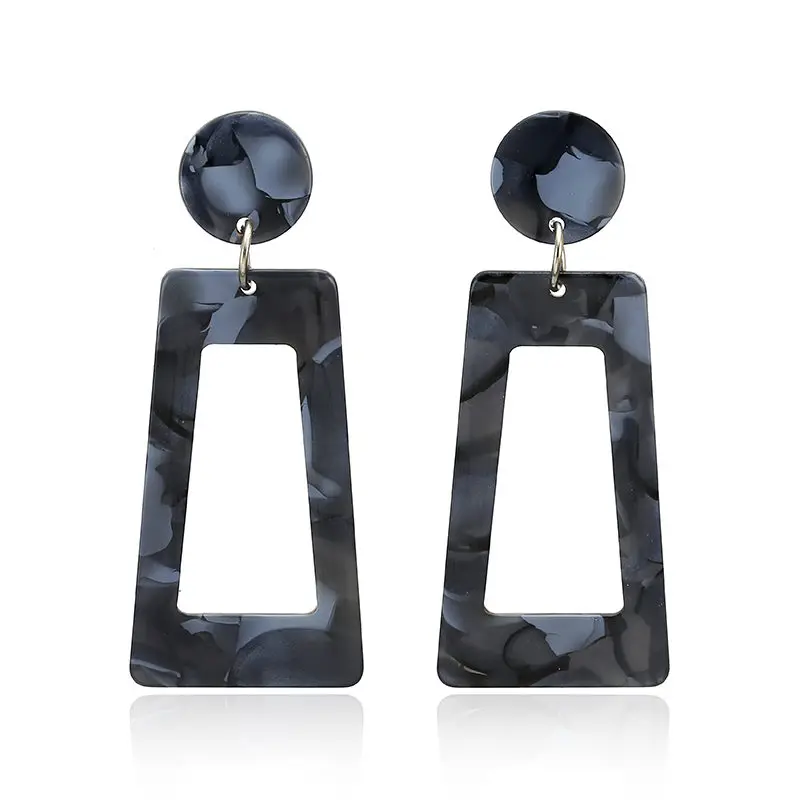 HEI Simple Design Geometric Earrings Square Rectangle Acetic Acid Resin Acrylic Earrings For Women Korean Style Fashion Pendientes - Окраска металла: HEI
