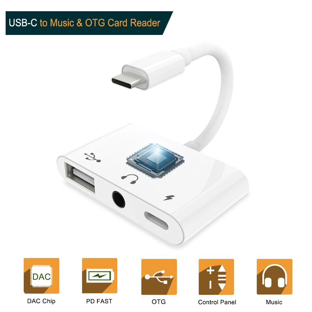 USB C к 3 камера считыватель OTG адаптер с type до 5 мм наушники AUX Jack Зарядка