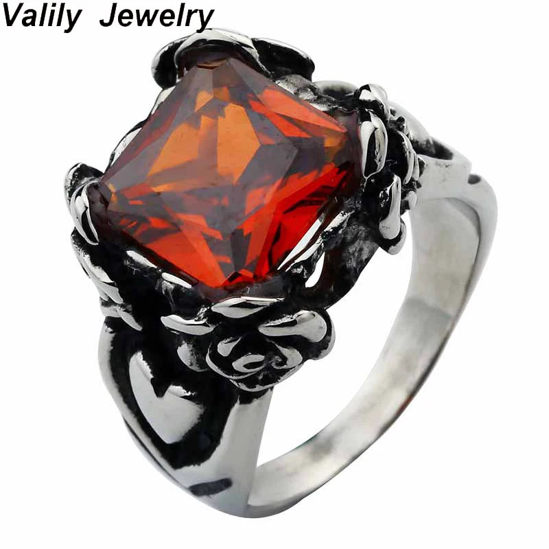 Женское кольцо из нержавеющей стали с красным фианитом|wedding rings|women ringsheart ring |