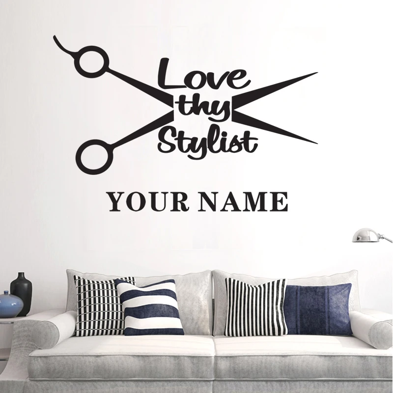 Beauty Salon Sticker Hair Wall Decal Barber Shop Scissor Vinyl Window Decals Decor Mural Hairdresser Glass | Дом и сад
