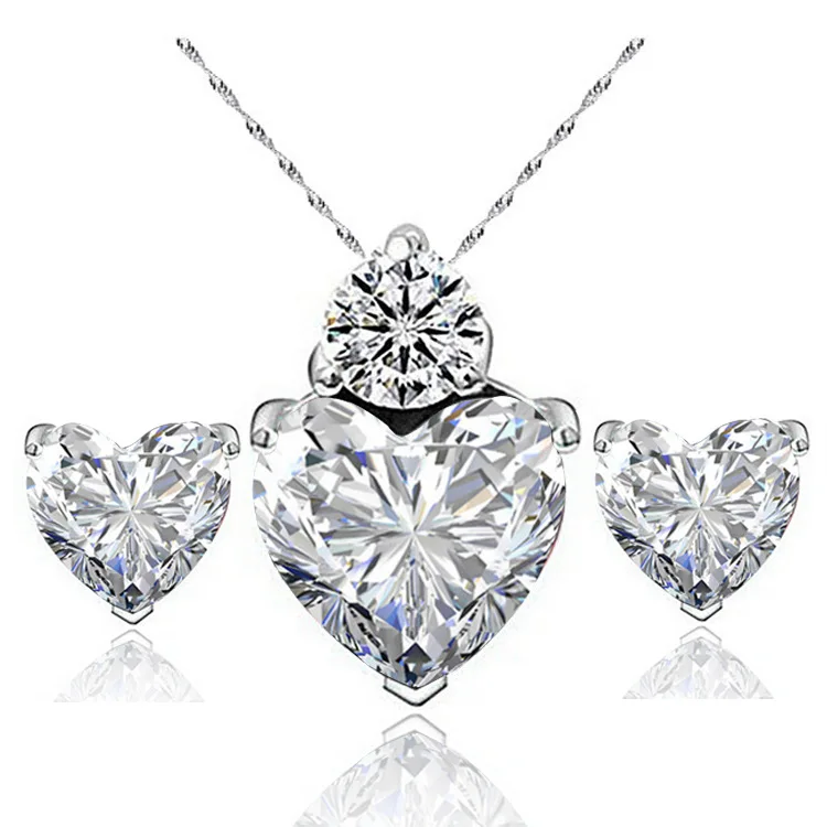 Комплект из колье и серёг с фианитом|wedding jewelry|jewelry setswomen jewelry set |